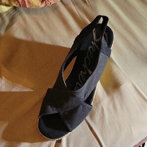 Elegant Black Espadrille Slingback wedge